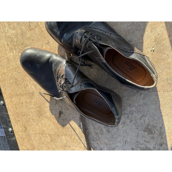 G.H. Bass Bond 9.5M Black Leather Plain Toe Oxford Dress Shoes - Picture 6 of 6